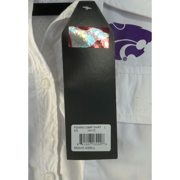 New Women's Kansas State K-State White Purple Vented Fishing Hiking Shirt Large - Picture 6 of 7